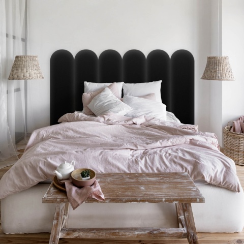 20x60 cm Czarny Eko Skóra Panel Tapicerowany