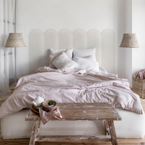 20x80 cm Kremowy Eko Skóra Panel Tapicerowany