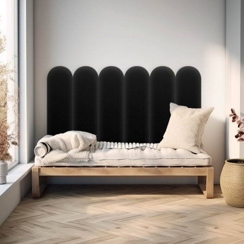 30x100 cm Czarny Eko Skóra Panel Tapicerowany