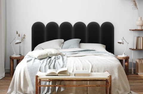 30x60 cm Czarny Eko Skóra Panel Tapicerowany