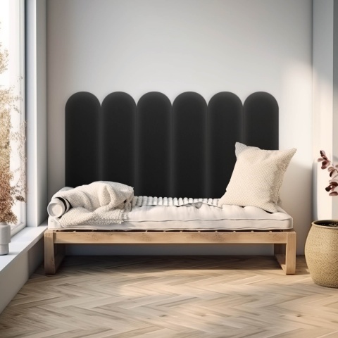 30x80 cm Grafitowy Eko Skóra Panel Tapicerowany