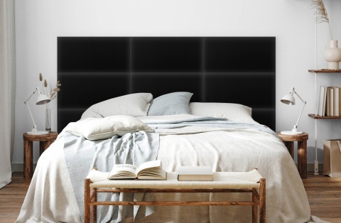 50x30 cm Czarny Eko Skóra Panel Tapicerowany