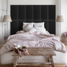 80x20 cm Grafitowy Eko Skóra Panel Tapicerowany