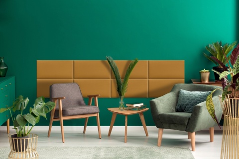 100x20 cm Żółty Welur Panel Tapicerowany