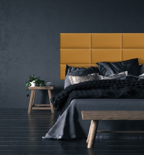 100x20 cm Żółty Welur Panel Tapicerowany