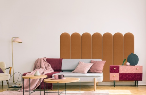 20x100 cm Miodowy Welur Panel Tapicerowany