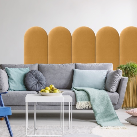 30x100 cm Żółty Welur Panel Tapicerowany