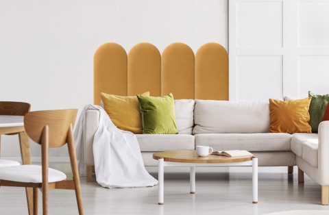 30x100 cm Żółty Welur Panel Tapicerowany