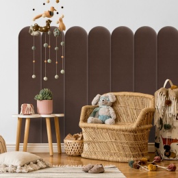 20x100 cm Brązowy Welur Panel Tapicerowany