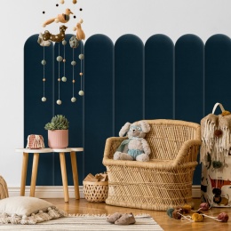 20x100 cm Granatowy Welur Panel Tapicerowany