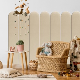 20x100 cm Kremowy Welur Panel Tapicerowany