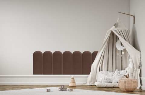 20x60 cm Brązowy Welur Panel Tapicerowany