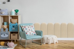 20x60 cm Kremowy Welur Panel Tapicerowany