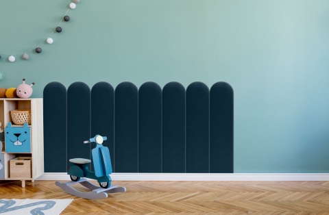 20x80 cm Granatowy Welur Panel Tapicerowany