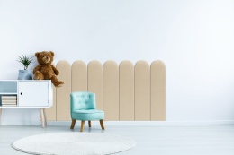 20x80 cm Kremowy Welur Panel Tapicerowany