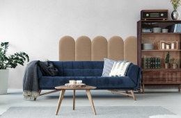 30x100 cm Beżowy Welur Panel Tapicerowany