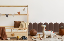 30x60 cm Brązowy Welur Panel Tapicerowany