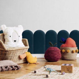 30x60 cm Granatowy Welur Panel Tapicerowany