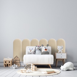 30x80 cm Kremowy Welur Panel Tapicerowany